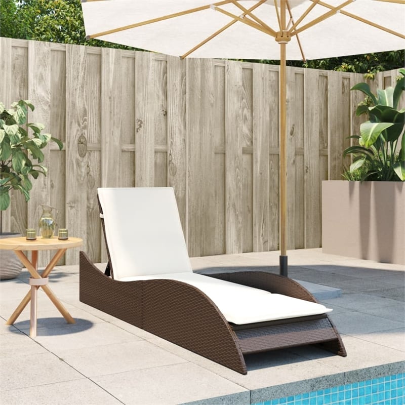 vidaXL Patio PE Rattan Standard Sun Lounger in Brown