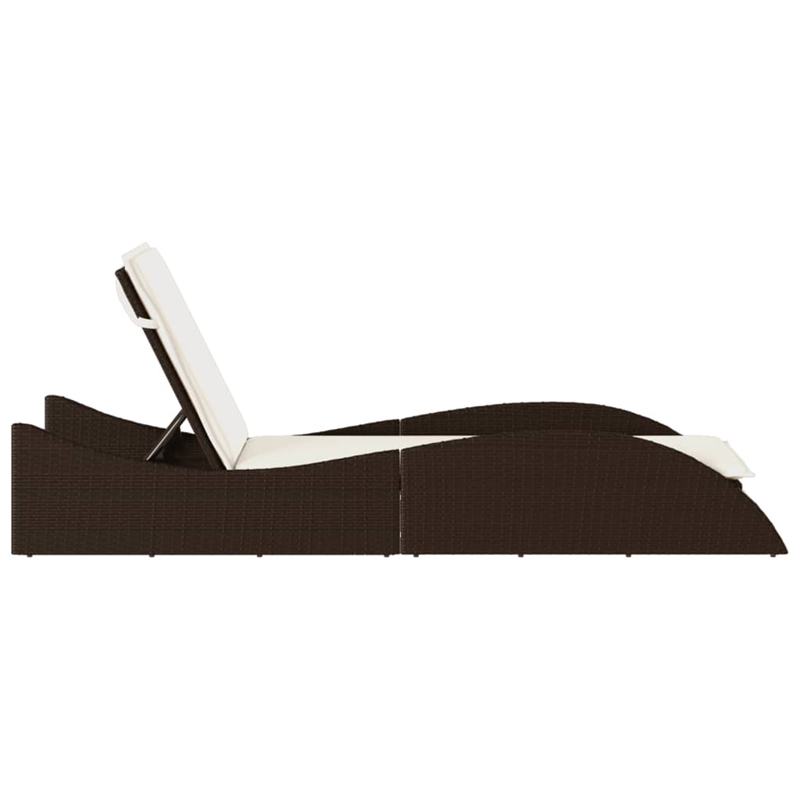 vidaXL Patio PE Rattan Standard Sun Lounger in Brown