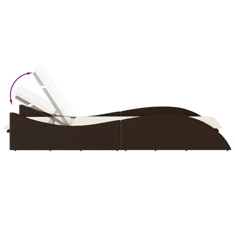 vidaXL Patio PE Rattan Standard Sun Lounger in Brown