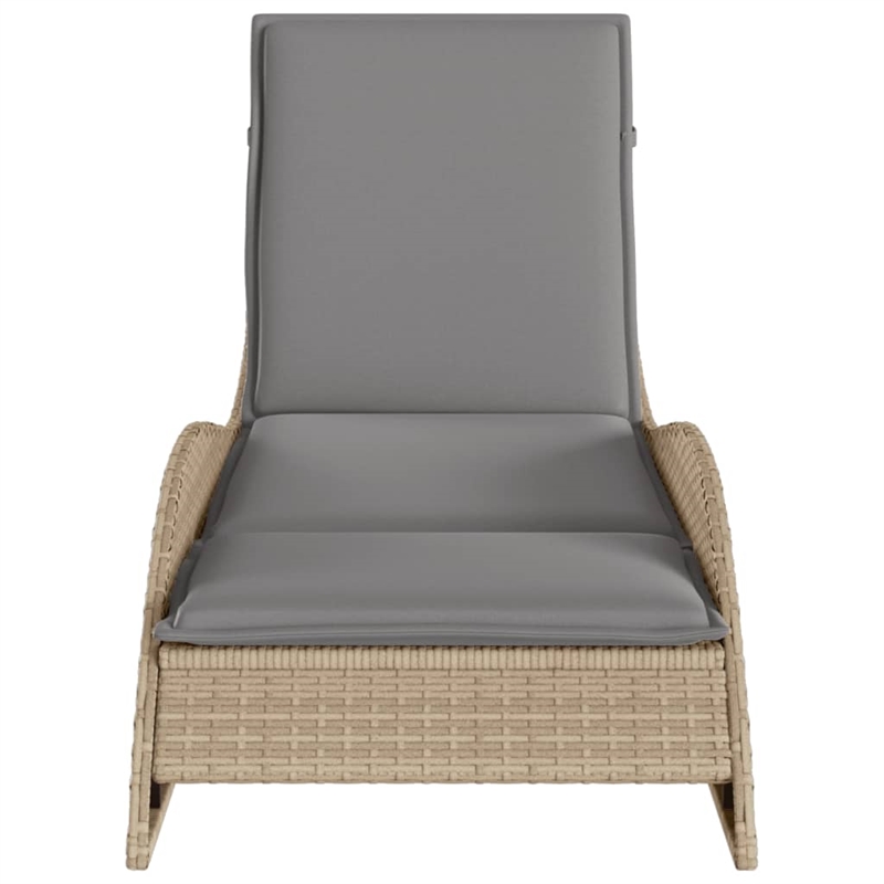 vidaXL Patio PE Rattan Extra Long Sun Lounger in Beige