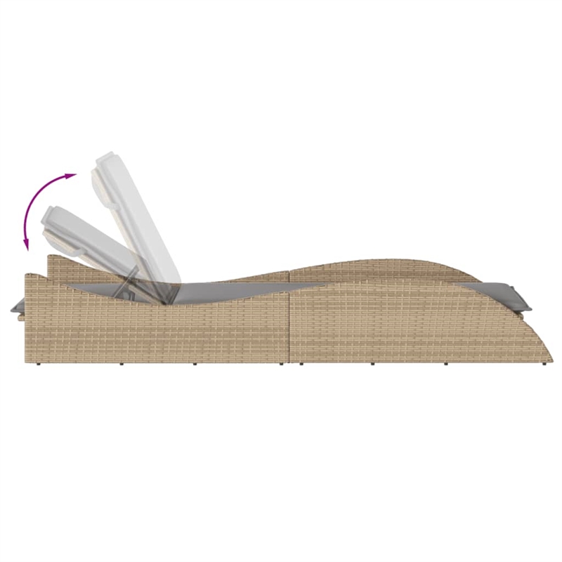vidaXL Patio PE Rattan Extra Long Sun Lounger in Beige