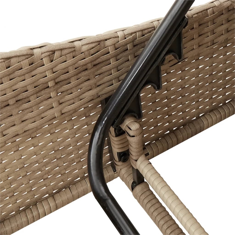 vidaXL Patio PE Rattan Extra Long Sun Lounger in Beige