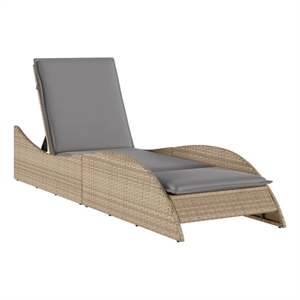 vidaXL Patio PE Rattan Extra Long Sun Lounger in Beige