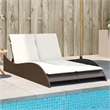 vidaXL Patio Sun Lounger w/ Cream Cushions in Brown