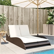 vidaXL Patio Sun Lounger w/ Cream Cushions in Brown