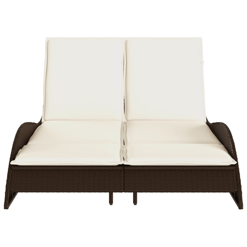 vidaXL Patio Sun Lounger w/ Cream Cushions in Brown