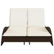 vidaXL Patio Sun Lounger w/ Cream Cushions in Brown
