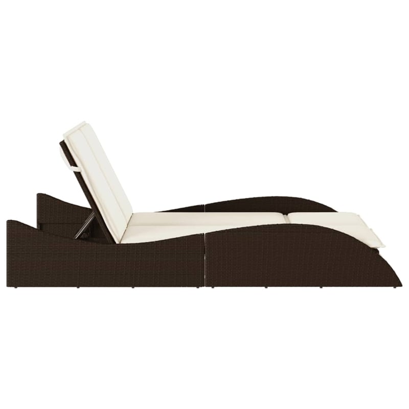 vidaXL Patio Sun Lounger w/ Cream Cushions in Brown