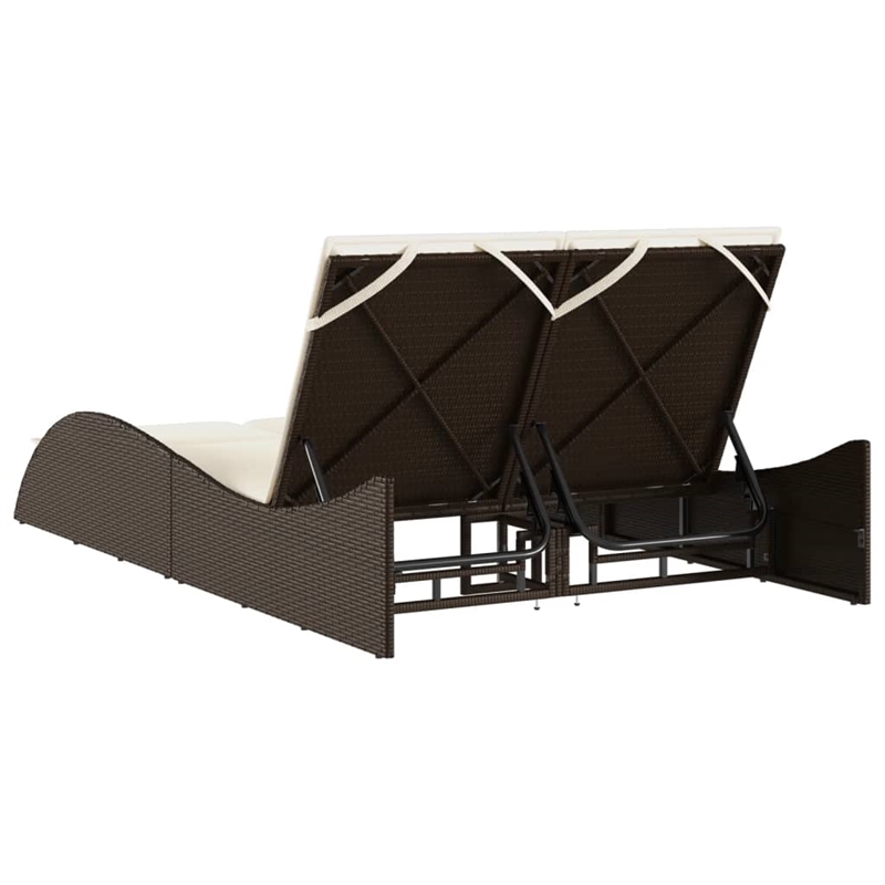 vidaXL Patio Sun Lounger w/ Cream Cushions in Brown
