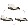 vidaXL Patio Sun Lounger w/ Cream Cushions in Brown