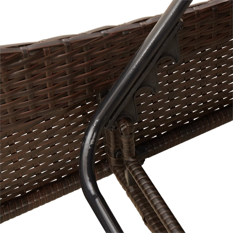 vidaXL Patio Sun Lounger w/ Cream Cushions in Brown