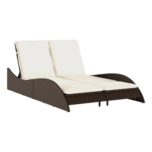 vidaXL Patio Sun Lounger w/ Cream Cushions in Brown