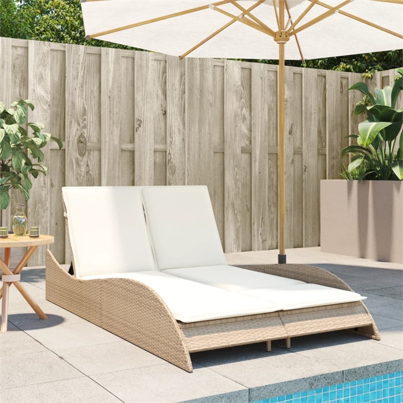 vidaXL Patio PE Rattan Medium Sun Lounger in Beige