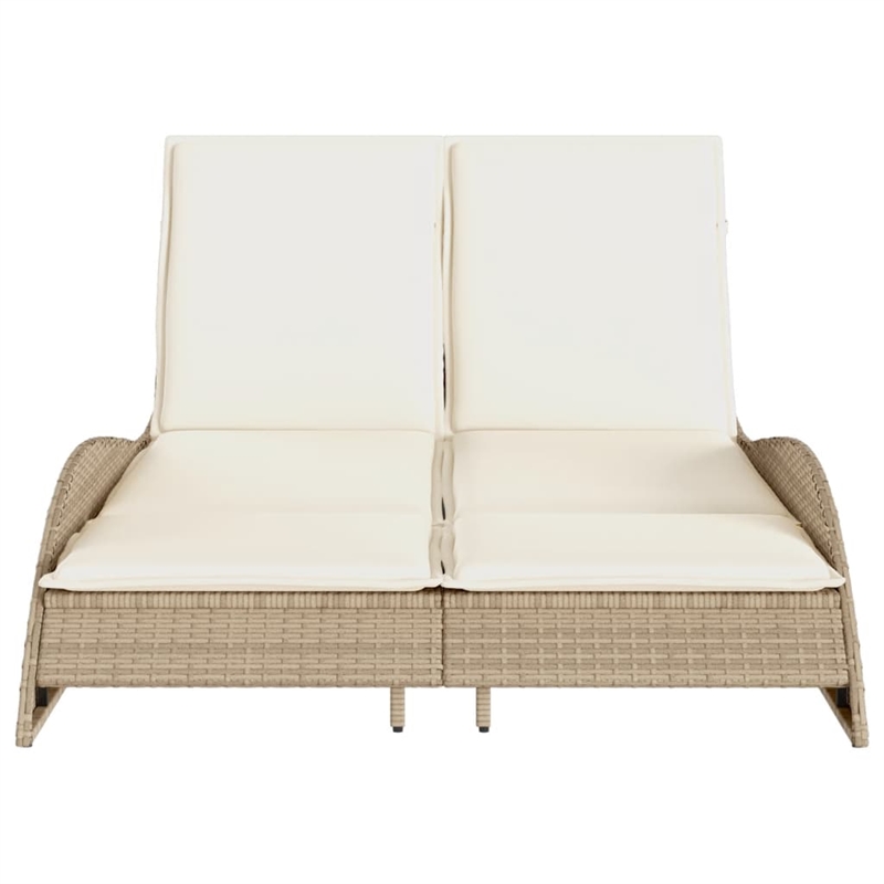 vidaXL Patio PE Rattan Medium Sun Lounger in Beige