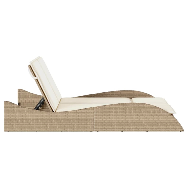 vidaXL Patio PE Rattan Medium Sun Lounger in Beige