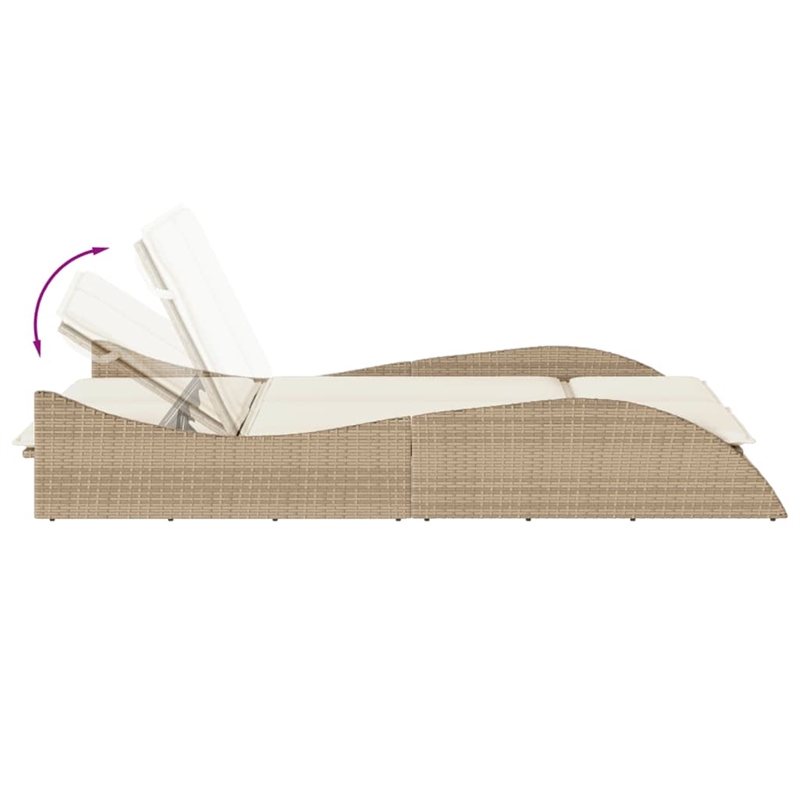 vidaXL Patio PE Rattan Medium Sun Lounger in Beige