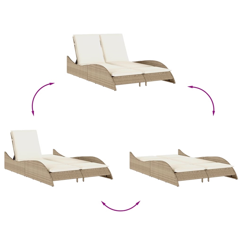 vidaXL Patio PE Rattan Medium Sun Lounger in Beige