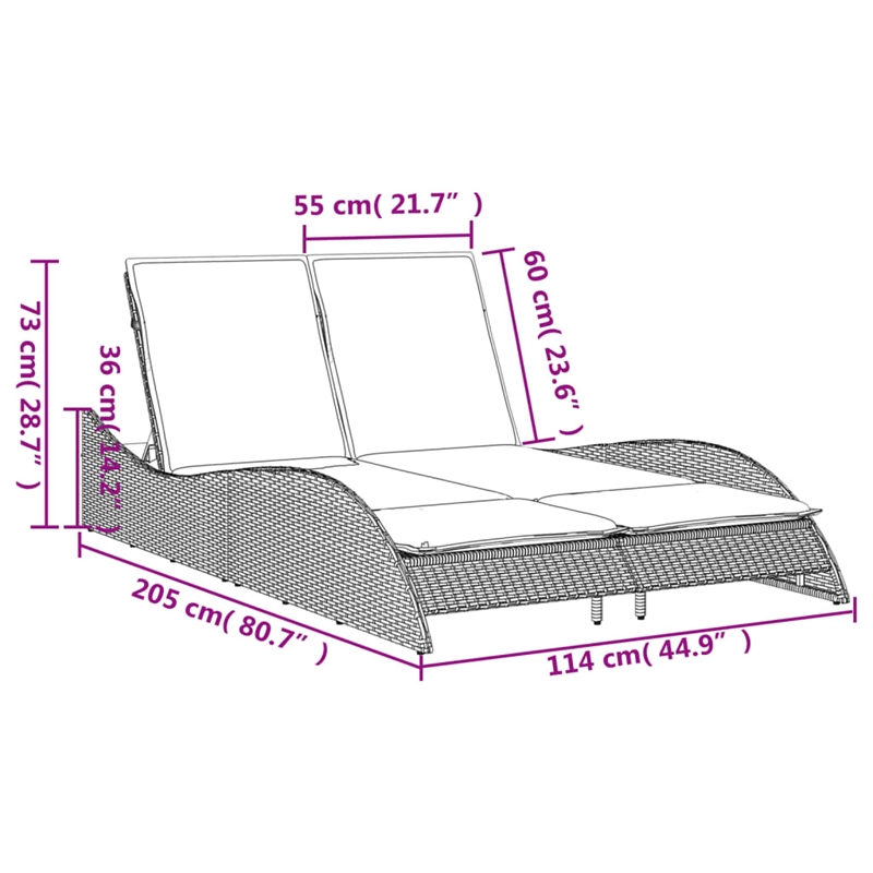 vidaXL Patio PE Rattan Medium Sun Lounger in Beige