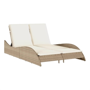 vidaXL Patio PE Rattan Medium Sun Lounger in Beige