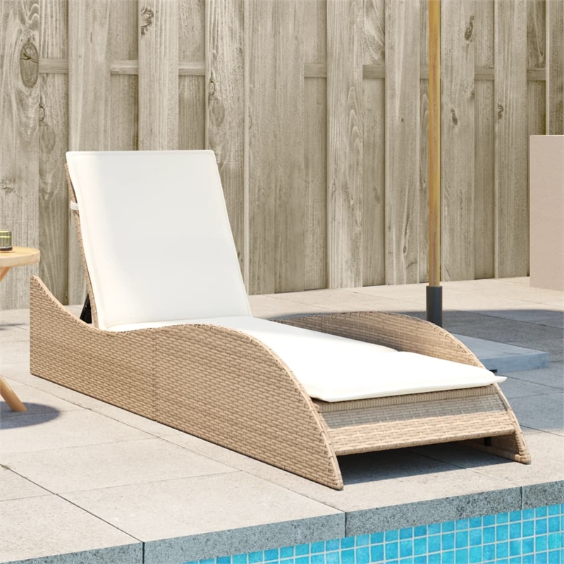 vidaXL Patio PE Rattan Standard Sun Lounger in Beige