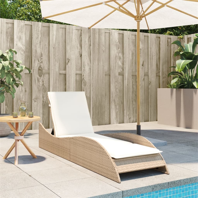 vidaXL Patio PE Rattan Standard Sun Lounger in Beige