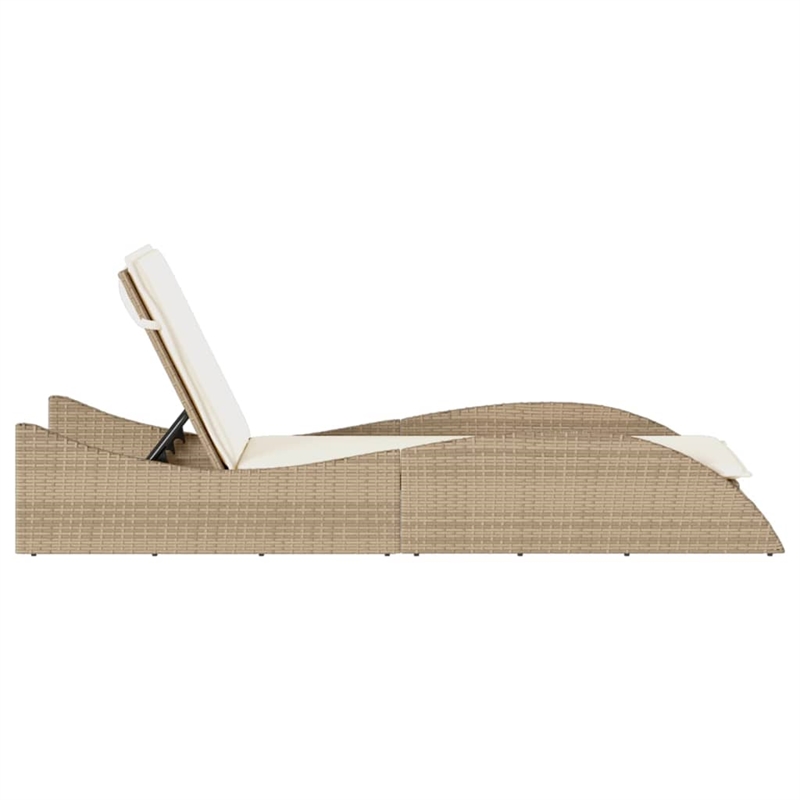 vidaXL Patio PE Rattan Standard Sun Lounger in Beige