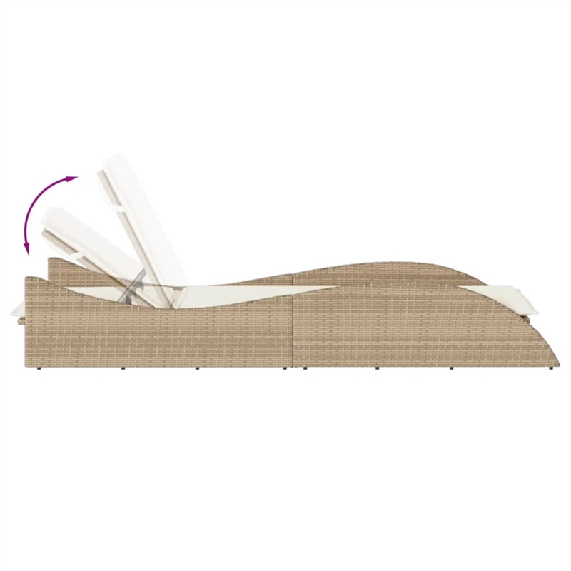 vidaXL Patio PE Rattan Standard Sun Lounger in Beige