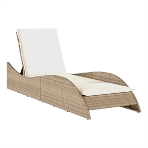 vidaXL Patio PE Rattan Standard Sun Lounger in Beige