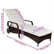 vidaXL Poly Rattan Rattan Sun Bed Standard w/ Adjustable Armrests in Brown