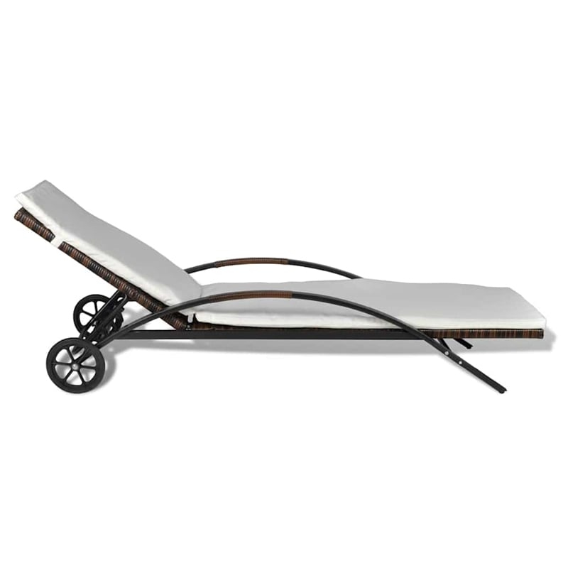 vidaXL PE Rattan Standard Sun Lounger Height-Adjustable in Brown