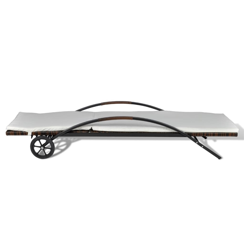 vidaXL PE Rattan Standard Sun Lounger Height-Adjustable in Brown