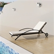 vidaXL PE Rattan Sun Lounger 78.7in w/ Cushion in Black & Cream White