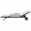vidaXL PE Rattan Sun Lounger 78.7in w/ Cushion in Black & Cream White