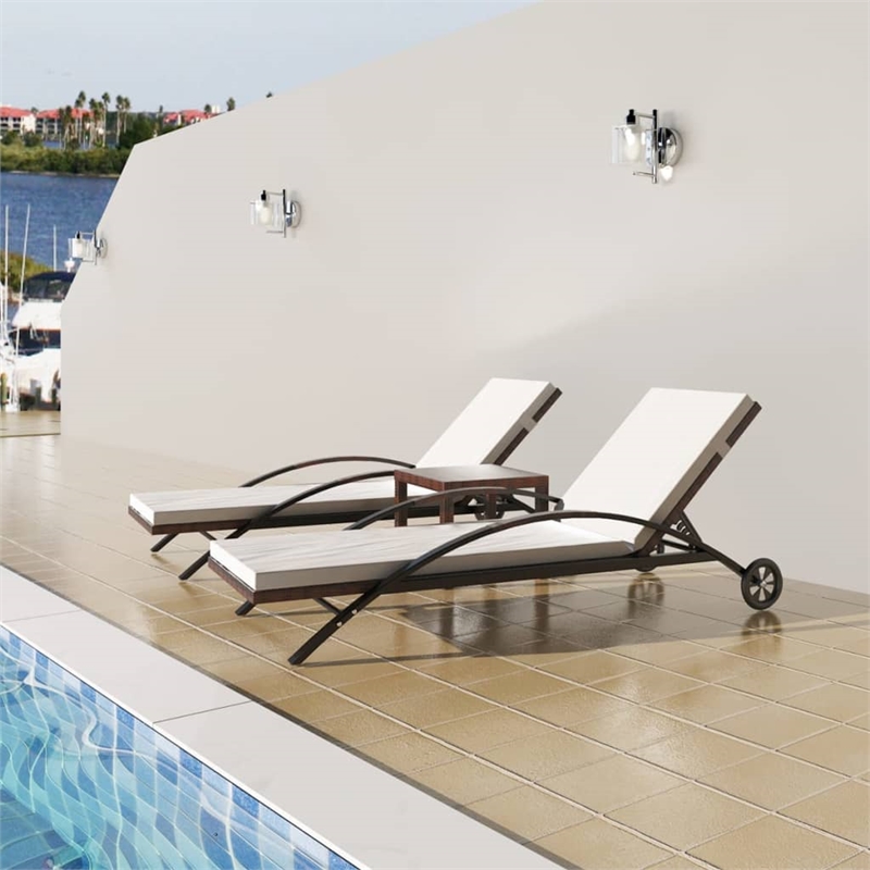 vidaXL PE Rattan Large Sun Lounger Height-Adjustable in Brown