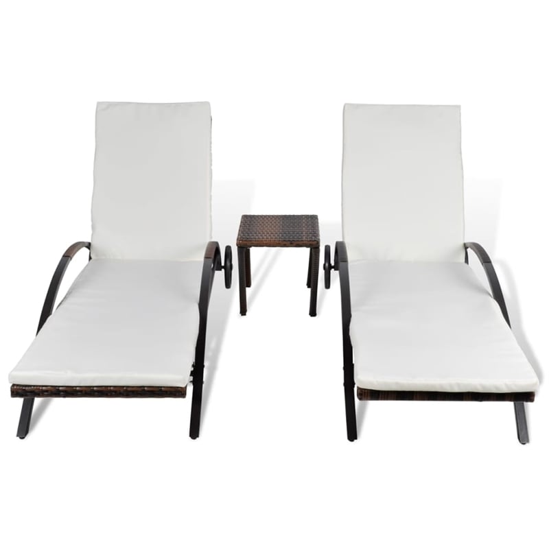 vidaXL PE Rattan Large Sun Lounger Height-Adjustable in Brown