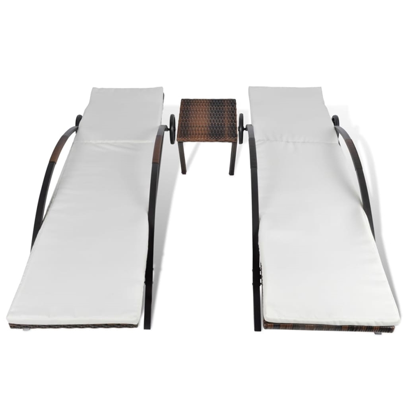 vidaXL PE Rattan Large Sun Lounger Height-Adjustable in Brown