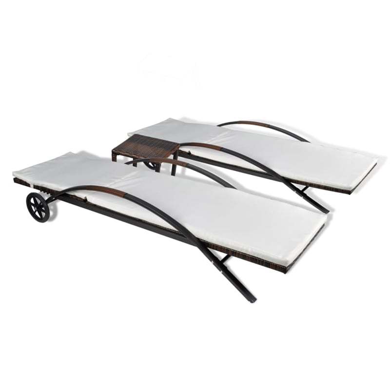 vidaXL PE Rattan Large Sun Lounger Height-Adjustable in Brown