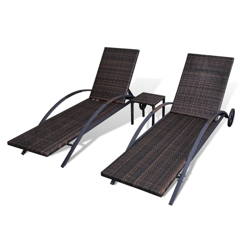 vidaXL PE Rattan Large Sun Lounger Height-Adjustable in Brown
