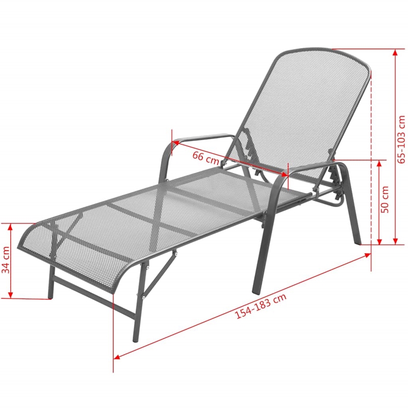 vidaXL E-Coated Powder-Coated Steel Large Sunlounger in Anthracite