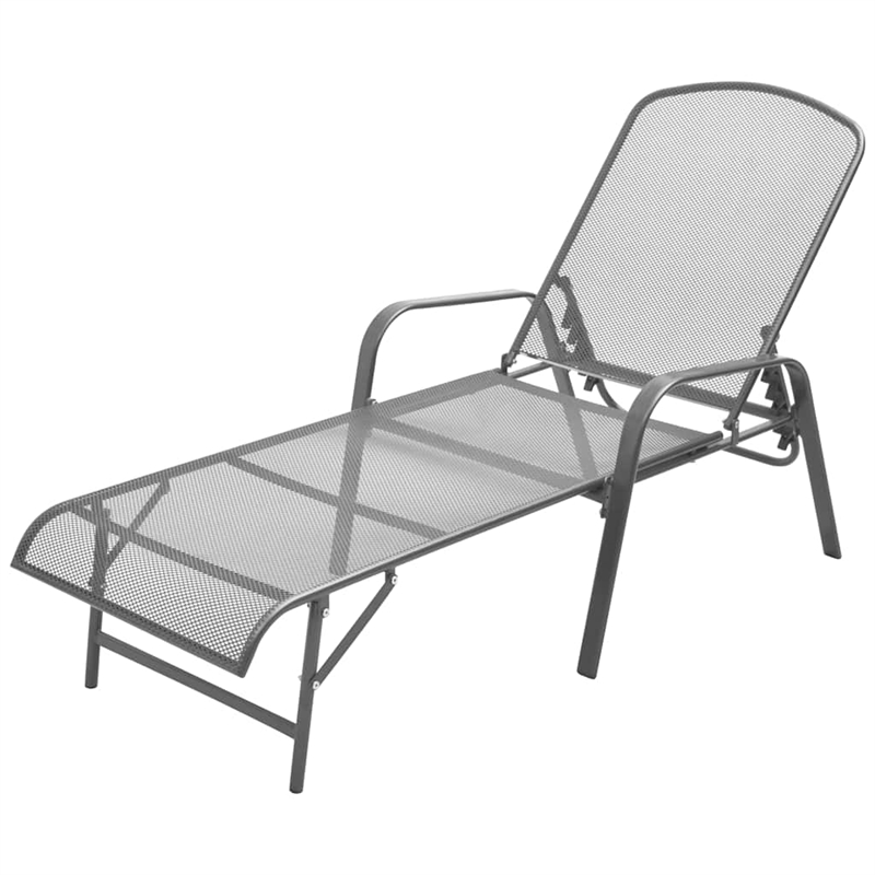vidaXL E-Coated Powder-Coated Steel Large Sunlounger in Anthracite