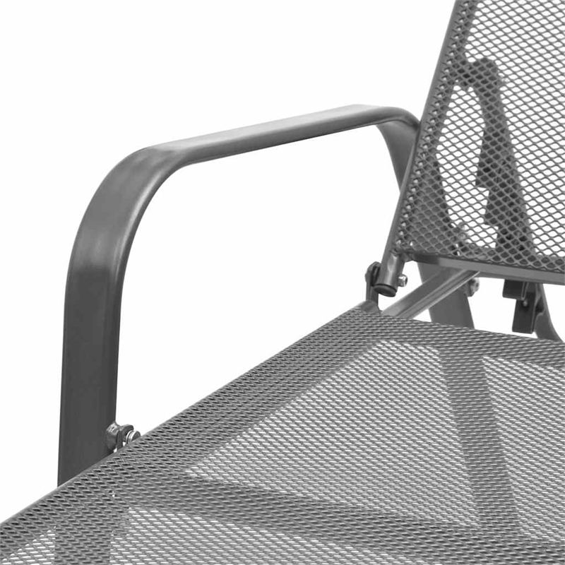 vidaXL E-Coated Powder-Coated Steel Large Sunlounger in Anthracite