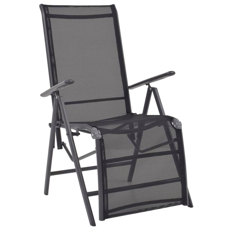 vidaXL Aluminum Medium Sunlounger w/ Adjustable Armrests in Black