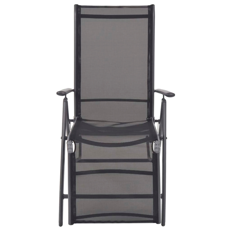 vidaXL Aluminum Medium Sunlounger w/ Adjustable Armrests in Black