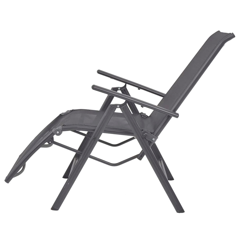 vidaXL Aluminum Medium Sunlounger w/ Adjustable Armrests in Black
