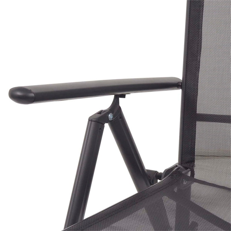 vidaXL Aluminum Medium Sunlounger w/ Adjustable Armrests in Black
