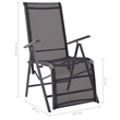 vidaXL Aluminum Medium Sunlounger w/ Adjustable Armrests in Black