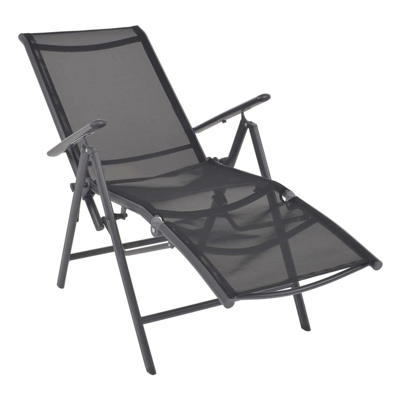 vidaXL Aluminum Medium Sunlounger w/ Adjustable Armrests in Black