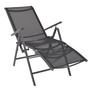vidaXL Aluminum Medium Sunlounger w/ Adjustable Armrests in Black