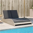 vidaXL Patio PE Rattan Steel Double Sun Lounger in Light Gray