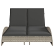 vidaXL Patio PE Rattan Steel Double Sun Lounger in Light Gray